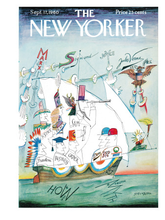 The New Yorker Cover - September 17, 1960 by Saul Steinberg Pricing Limited Edition Print image