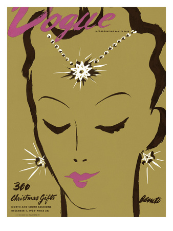 Vogue Cover - December 1938 by Eduardo Garcia Benito Pricing Limited Edition Print image