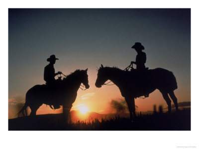 Silhouetted Cowboys by B & C Gillingham Pricing Limited Edition Print image