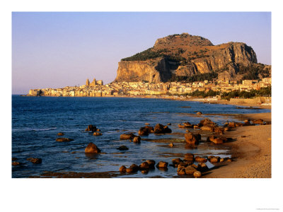 Seaside Resort From Across Sea, Cefalu, Italy by John Elk Iii Pricing Limited Edition Print image