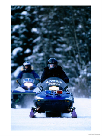 Police Snowmachines, Anchorage, U.S.A. by Mark Newman Pricing Limited Edition Print image