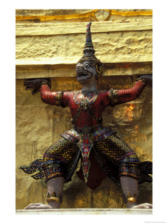 Thai Guardians And Detail Of The Grand Palace, Bangkok, Thailand by Claudia Adams Pricing Limited Edition Print image