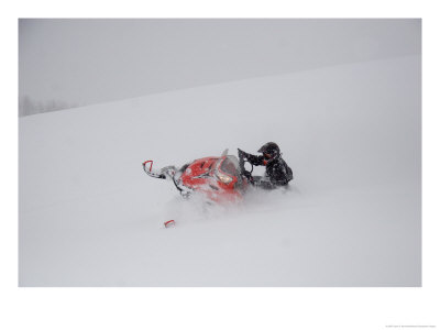 A Man Turns Sharply In Deep Powder During A Snowstorm by Taylor S. Kennedy Pricing Limited Edition Print image