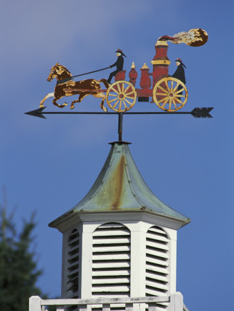 Fire-Wagon Weather Vane Atop A Cupola by Darlyne A. Murawski Pricing Limited Edition Print image
