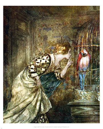 May Colven And The Parrot by Arthur Rackham Pricing Limited Edition Print image