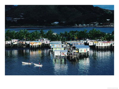Stilted Houses Over Water, Port Moresby, Papua New Guinea by Michael Coyne Pricing Limited Edition Print image