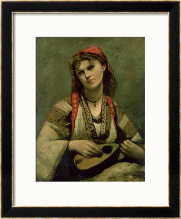 Christine Nilson Or The Bohemian With A Mandolin, 1874 by Jean-Baptiste-Camille Corot Pricing Limited Edition Print image
