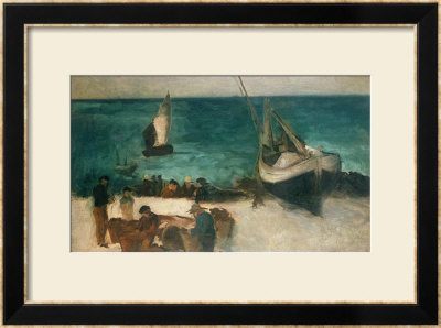 Seascape At Berck, Fishing Boats And Fishermen, 1872-1873 by Edouard Manet Pricing Limited Edition Print image