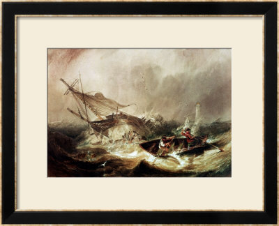 Rowing To Rescue Shipwrecked Sailors Off The Northumberland Coast by John Wilson Carmichael Pricing Limited Edition Print image