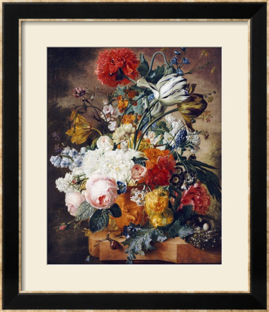 Tulips, An Opium Poppy, Hyacinths, Anemones, Auricolas, Convolvuli, A Peony And Other Flowers, 1782 by Wybrand Hendriks Pricing Limited Edition Print image