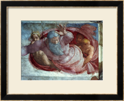 Sistine Chapel: God Dividing The Waters And Earth (Pre Restoration) by Michelangelo Buonarroti Pricing Limited Edition Print image