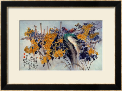 Chrysanthemums And Birds by Haizann Chen Pricing Limited Edition Print image