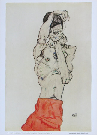 Nude Male With A Red Loin-Cloth, 1914 by Egon Schiele Pricing Limited Edition Print image