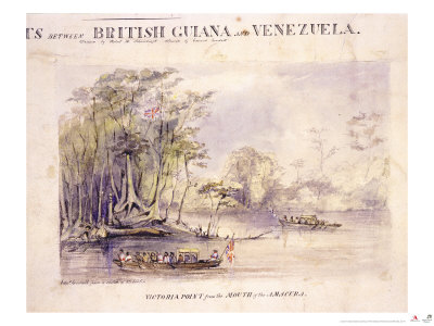 Guyana, Venezuela, Great Fall And Map, Vignette 1841 by Edward Goodall Pricing Limited Edition Print image