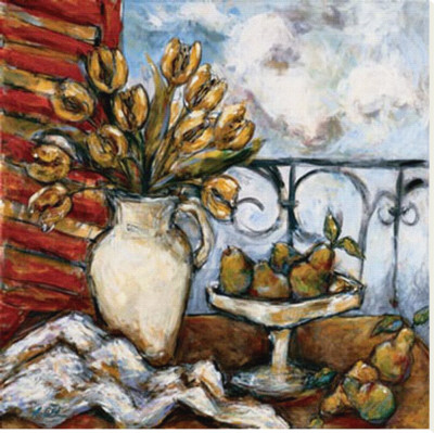 Still Life Of Tulips And Pears Ii by Nicole Etienne Pricing Limited Edition Print image