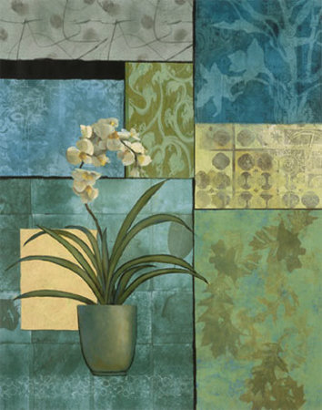 Aqua Blue Orchid Collage by T. C. Chiu Pricing Limited Edition Print image