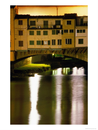 Ponte Vecchio And Arno River At Night, Florence, Italy by Martin Moos Pricing Limited Edition Print image