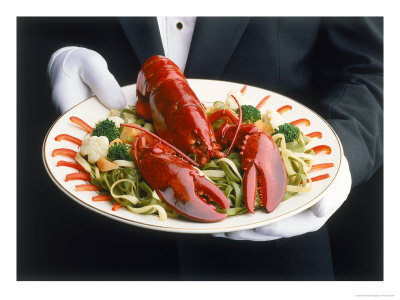 Waiter Serving Plate Of Lobster by Howard Sokol Pricing Limited Edition Print image