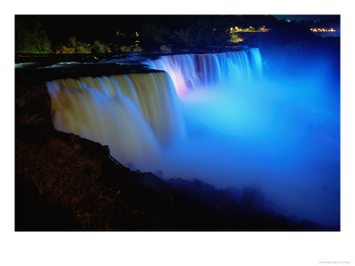 Night, American Falls, Niagara Falls, Ny by Len Delessio Pricing Limited Edition Print image