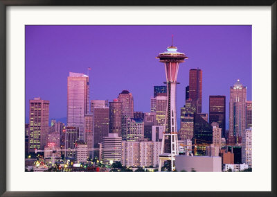 City Skyline At Dusk, Seattle, Washington, Usa by Richard Cummins Pricing Limited Edition Print image