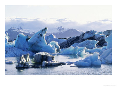 Icebergs Calved From Breidamerkurjokull Glacier Floating In Lake Jokulsarlon, Iceland by Richard Packwood Pricing Limited Edition Print image