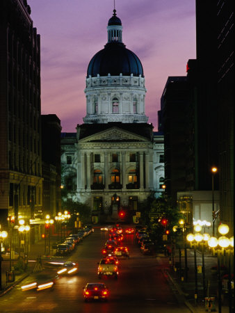 State Capitol Building At Dusk, Indianapolis, Usa by Richard I'anson Pricing Limited Edition Print image