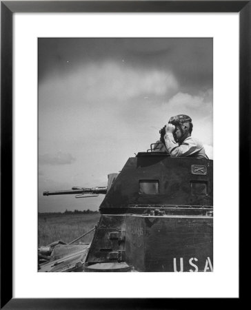 Troop Member Standing Up, Out Of The Tank, Looking Through His Binoculars by John Phillips Pricing Limited Edition Print image