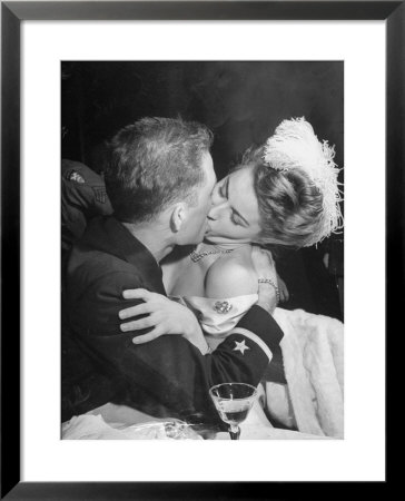 Officer Deeply Kissing A Model At A Nightclub by Allan Grant Pricing Limited Edition Print image