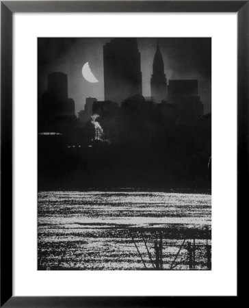 Moon Shining Over Manhattan's Rca And Chrysler Buildings by Andreas Feininger Pricing Limited Edition Print image
