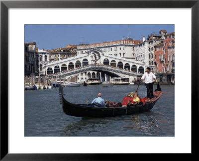 Gondola On The Grand Canal Near The Rialto Bridge, Venice, Veneto, Italy by Gavin Hellier Pricing Limited Edition Print image