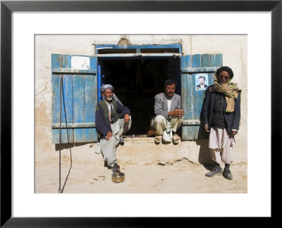 Men Sitting Outside Shop, Syadara, Between Yakawlang And Daulitiar, Afghanistan by Jane Sweeney Pricing Limited Edition Print image