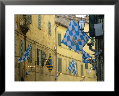 Flags Of The Onda (Wave) Contrada In The Via Giovanni Dupre, Siena, Tuscany, Italy, Europe by Ruth Tomlinson Pricing Limited Edition Print image