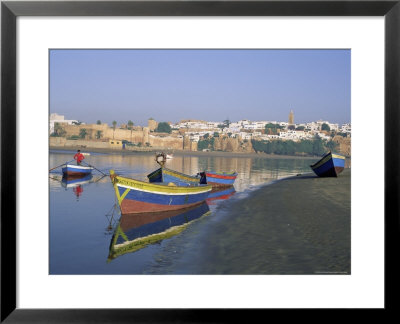 Boats At Sale With The Skyline Of The City Of Rabat In Background, Morocco, North Africa, Africa by Bruno Morandi Pricing Limited Edition Print image