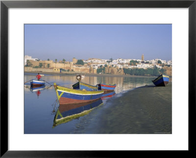 Boats At Sale With The Skyline Of The City Of Rabat In Background, Morocco, North Africa, Africa by Bruno Morandi Pricing Limited Edition Print image