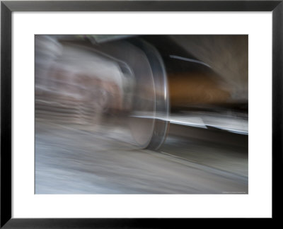 Heavy Train Wheel Grips The Track In A Blur Of Speed, Silver Spring, Maryland by Stephen St. John Pricing Limited Edition Print image