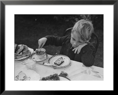 Evacuated London Child Having Tea Outdoors In The Country Where He Is Living Temporarily by William Vandivert Pricing Limited Edition Print image