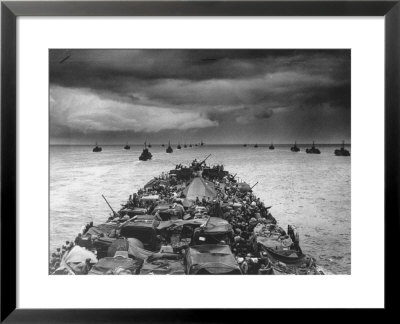 Troops Packed Lci Trailing In Wake Of Coast Guard Manned Lst For Invasion Of Cape Sansapor by Harry Watson Pricing Limited Edition Print image