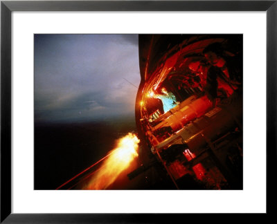 Crew Of Us Ac-47 Plane Firing 7.62 Mm Ge Miniguns During Night Mission In Vietnam by Larry Burrows Pricing Limited Edition Print image
