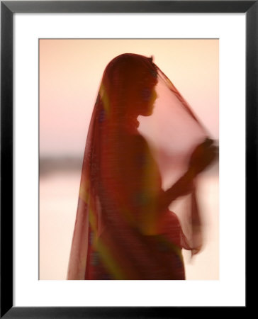 Woman In Traditional Dress, Gadsisar Lake, Jaisalmer, Rajasthan, India by Doug Pearson Pricing Limited Edition Print image