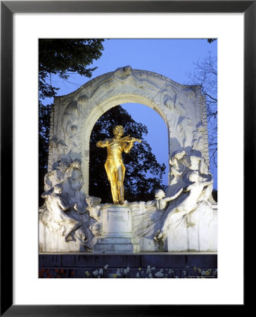 Statue Of The Composer Johann Strauss On The Strauss Memorial At Twilight, Innere Stadt, Austria by Richard Nebesky Pricing Limited Edition Print image