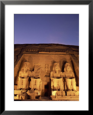 Floodlit Temple Facade And Colossi Of Ramses Ii (Ramesses The Great), Abu Simbel, Nubia, Egypt by Upperhall Ltd Pricing Limited Edition Print image