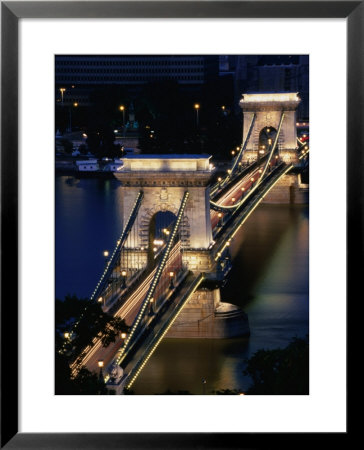 The Chain Bridge From The Terrace Of The Royal Palace In Budapest, Hungary by Martin Moos Pricing Limited Edition Print image