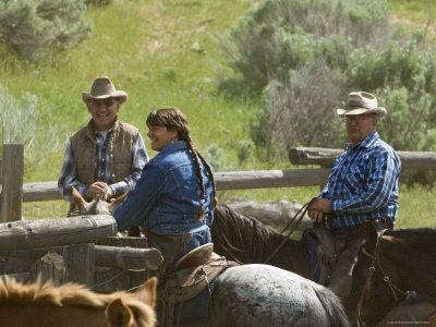 Mounted Cowhands In Corral After Roundup, Malaga, Washington, Usa by Dennis Kirkland Pricing Limited Edition Print image