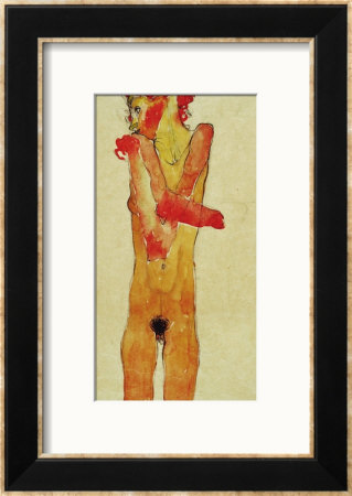 Nude Girl With Folded Arms, 1910 by Egon Schiele Pricing Limited Edition Print image