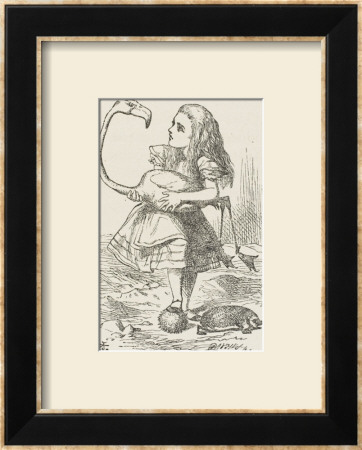 Croquet Alice With The Flamingo by John Tenniel Pricing Limited Edition Print image