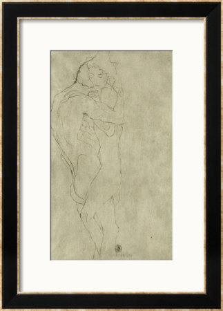 Lovers, Black Crayon (1908) by Gustav Klimt Pricing Limited Edition Print image