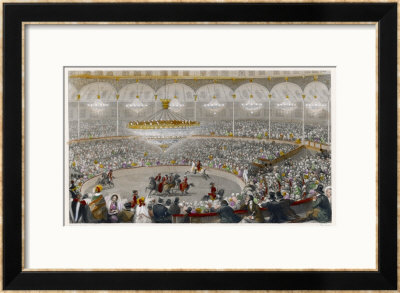 Circus Performers Riding Horses In The Ring At Franconi's Circus Paris In Front Of A Huge Audience by J. Mottram Pricing Limited Edition Print image