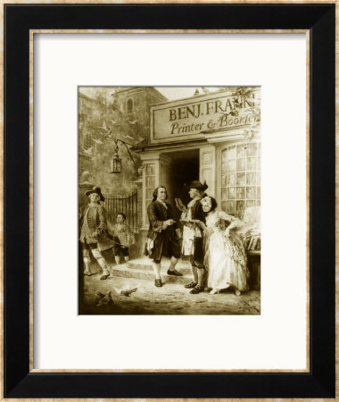 Franklin's Bookshop, 1745 by Jean Leon Gerome Ferris Pricing Limited Edition Print image