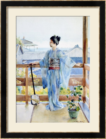 Geisha Standing On A Balcony, 1893 by Anton Alois Stern Pricing Limited Edition Print image