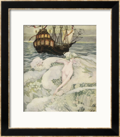 The Little Mermaid Watches A Ship by Anne Anderson Pricing Limited Edition Print image